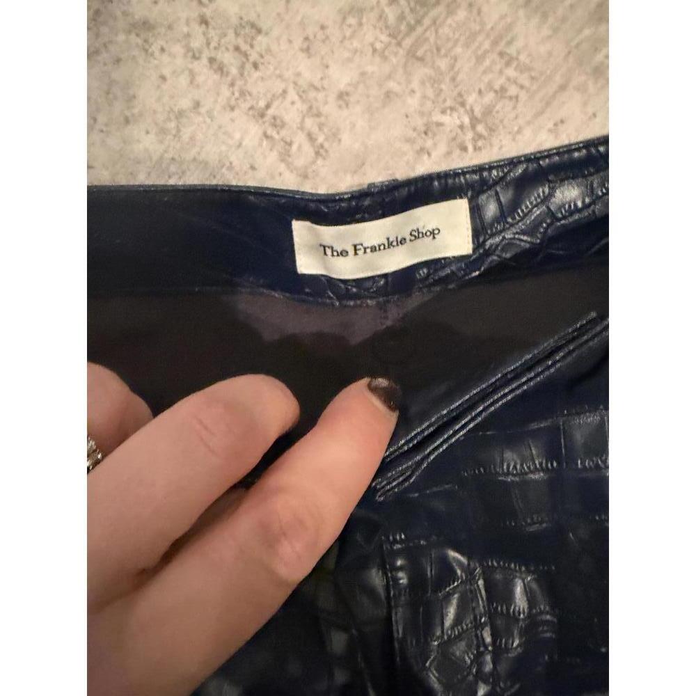 The Frankie Shop Bonnie Navy Croc-Embossed Faux Leather Pants sz M - Picture 2 of 5